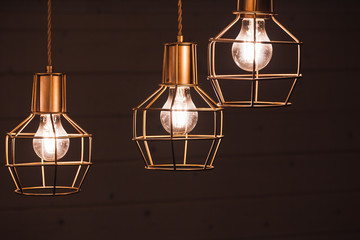 Three bulb lamps, yellow LED lighting