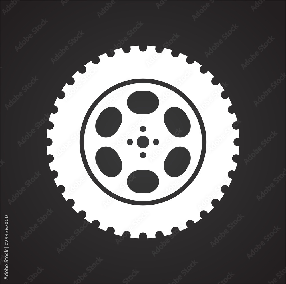 Poster wheel icon on black background for graphic and web design, modern simple vector sign. internet conce