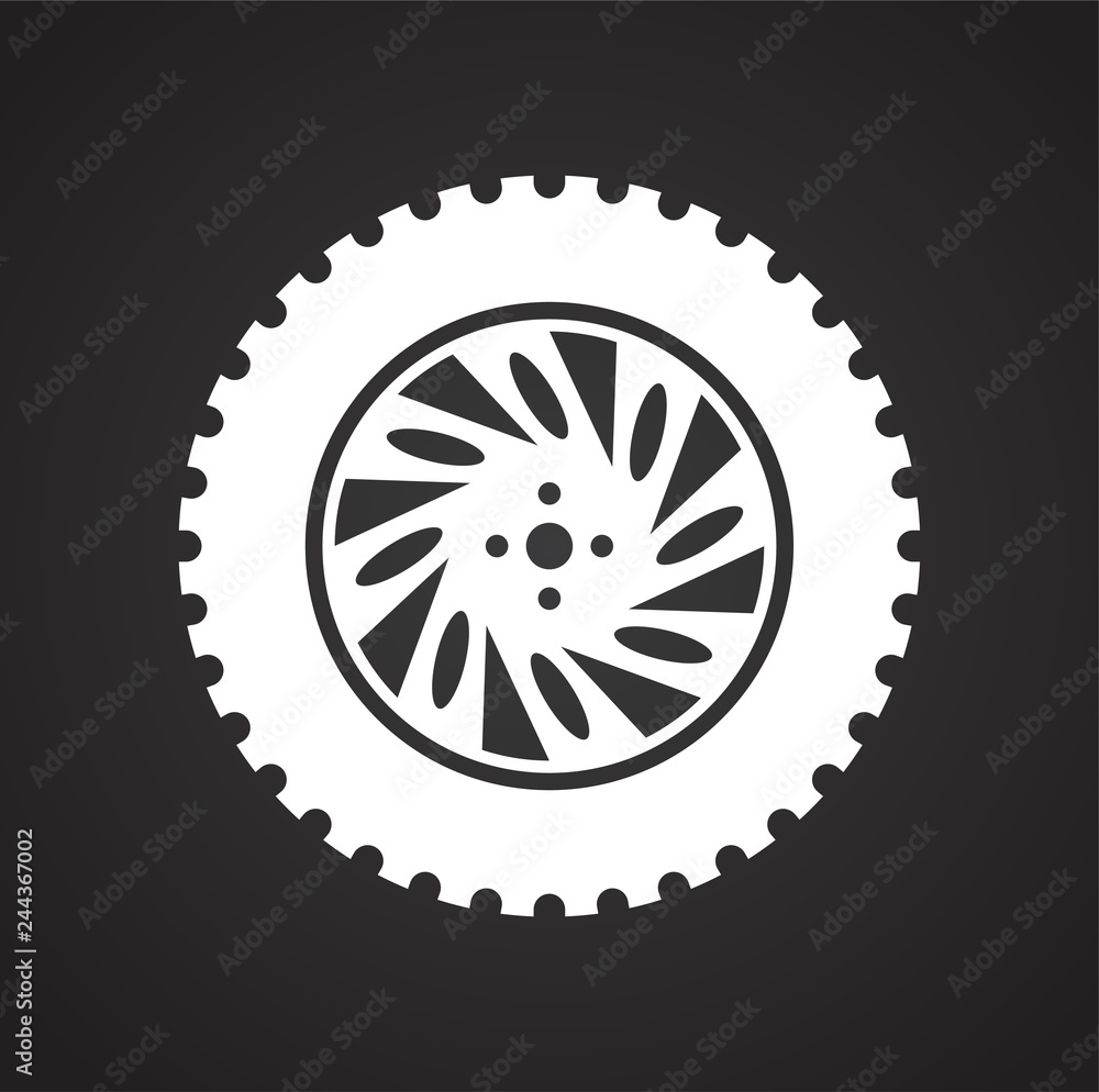 Poster wheel icon on black background for graphic and web design, modern simple vector sign. internet conce