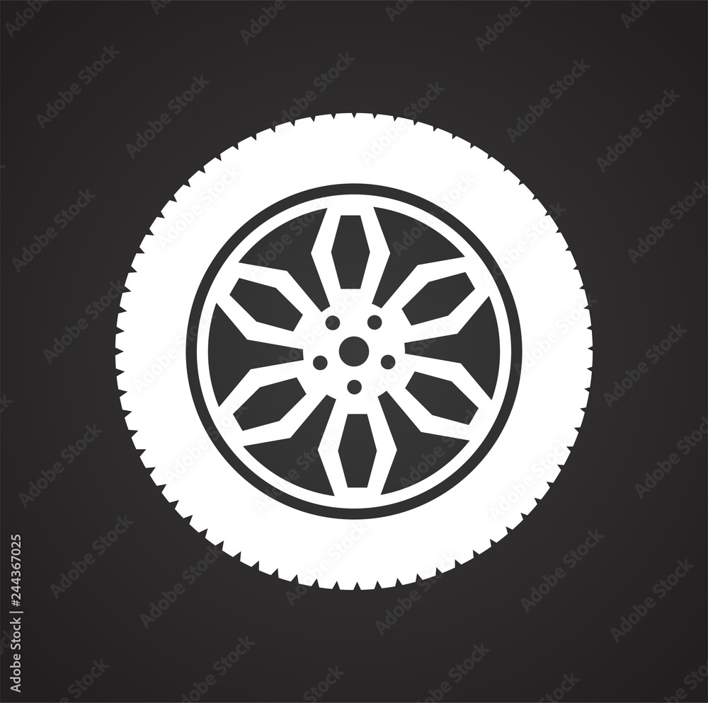 Poster wheel icon on black background for graphic and web design, modern simple vector sign. internet conce