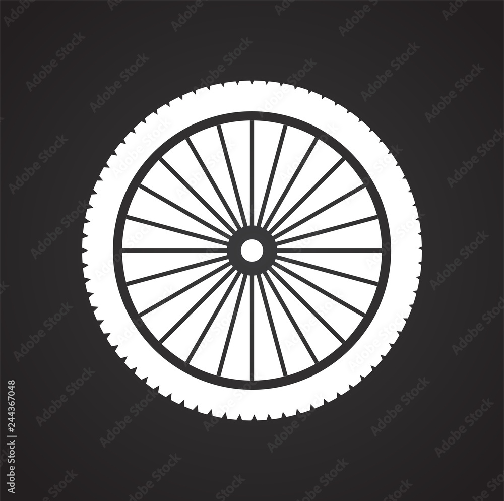Poster wheel icon on black background for graphic and web design, modern simple vector sign. internet conce