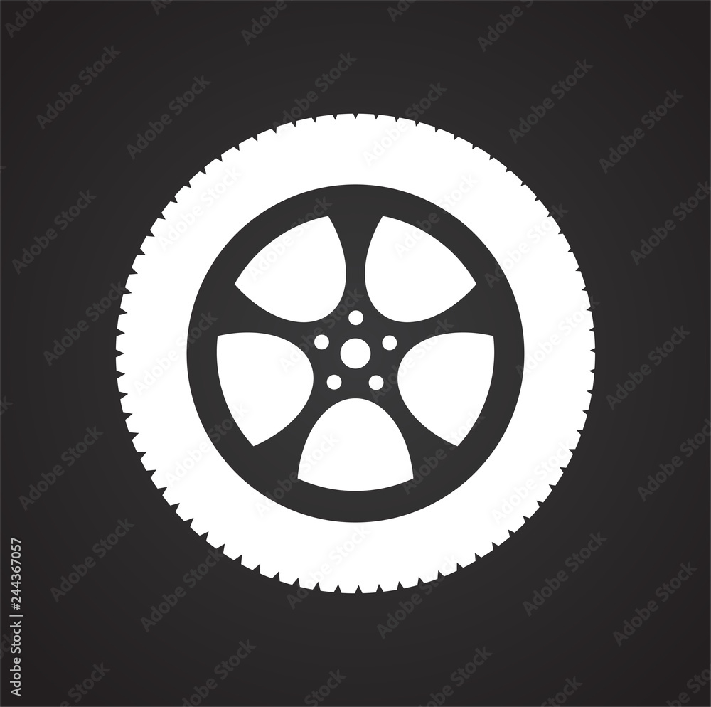 Poster wheel icon on black background for graphic and web design, modern simple vector sign. internet conce