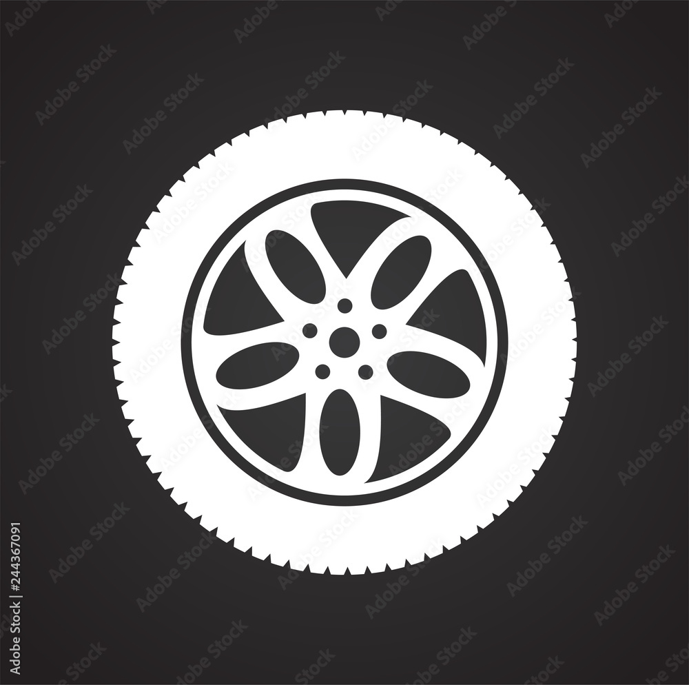 Poster wheel icon on black background for graphic and web design, modern simple vector sign. internet conce