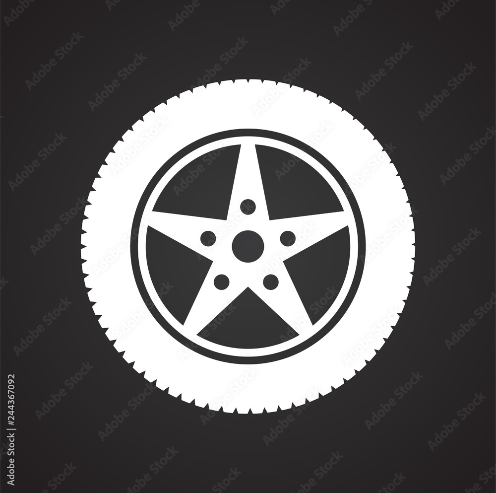 Poster wheel icon on black background for graphic and web design, modern simple vector sign. internet conce