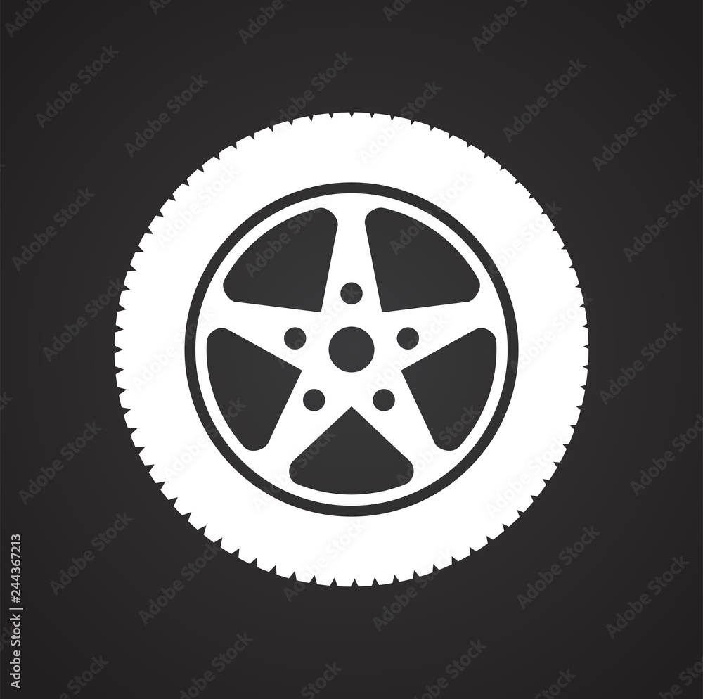Poster wheel icon on black background for graphic and web design, modern simple vector sign. internet conce