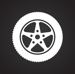 Wheel icon on black background for graphic and web design, Modern simple vector sign. Internet concept. Trendy symbol for website design web button or mobile app