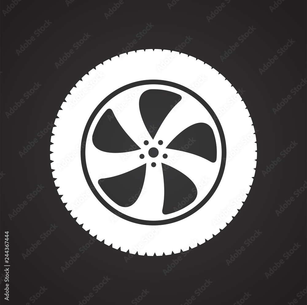 Poster wheel icon on black background for graphic and web design, modern simple vector sign. internet conce