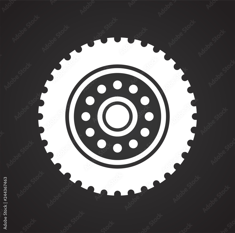 Poster wheel icon on black background for graphic and web design, modern simple vector sign. internet conce