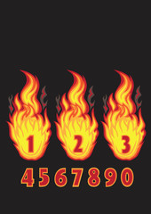 numbers flame drawing