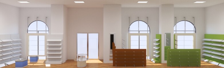 shop, store, shopping mall, interior visualization, 3D illustration