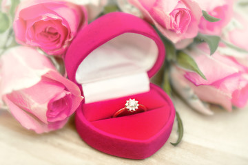 diamond engagement ring into a pink rose