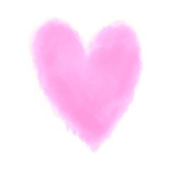 Digital watercolor heart on white. Aquarelle blotch on isolated background. Colored hand drawn spot for design and work. Colorful illustration
