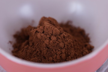 Cocoa in a pink bowl