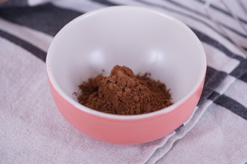 Cocoa in a pink bowl