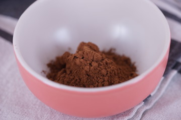 Cocoa in a pink bowl