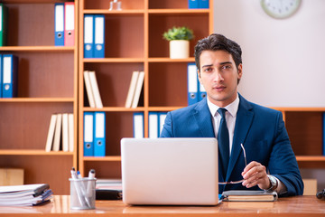 Fototapeta premium Young handsome businessman working in the office