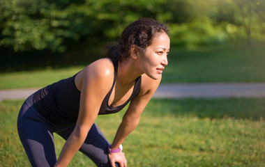 Asian woman rest after workout