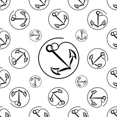 Anchor Icon Seamless Pattern, Flat