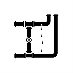 Broken Pipe Icon, Leakage In Pipe