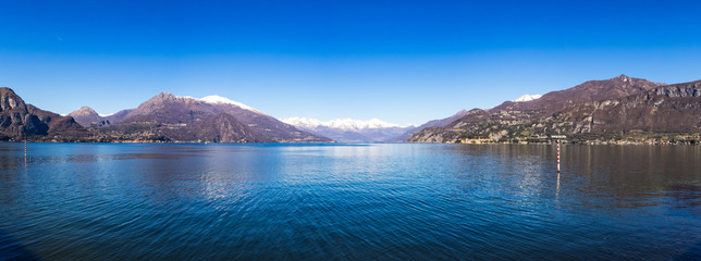 Panoramic view on Lake Como as seen from Bellagio pier