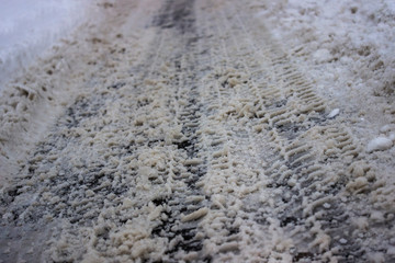 Snow ice road tracks tyre tire print