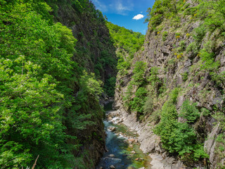 Fototapeta na wymiar Rio Val Grande as seen from Casletto Bridge in Val Grande National Park