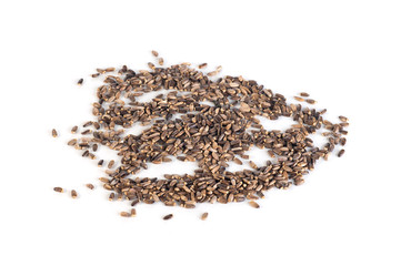 thistle seeds scattered on a white background
