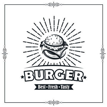 background with fast food emblem of burger