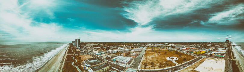 Myrtle Beach panoramic aerial skyline on a cloudy afternoon, South Carolina