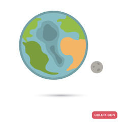 Planet Earth and the Moon color flat icon for web and mobile design