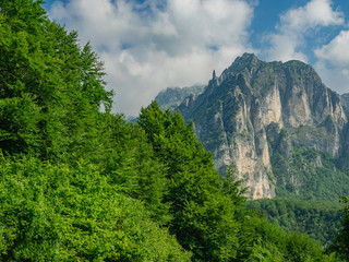 Fototapeta na wymiar Pasubio massif as viewed from Road of 52 Tunnels