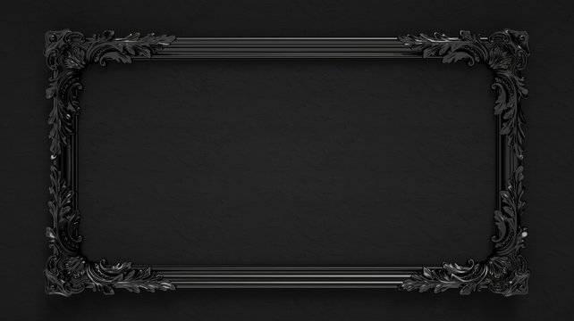 Bright black ornamental vintage frame