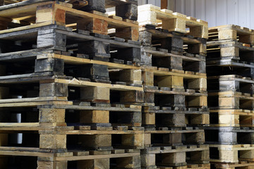 Stacks of wooden pallets