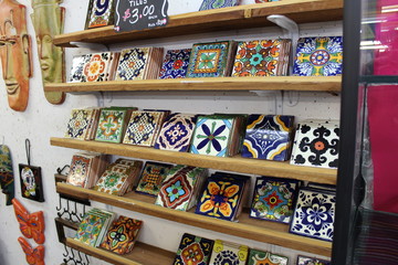 Olvera Street, Los Angeles, Dia de los muertos mexican ceramics 