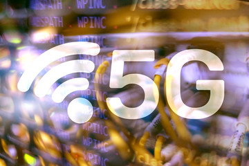 5G Fast Wireless internet connection Communication Mobile Technology concept