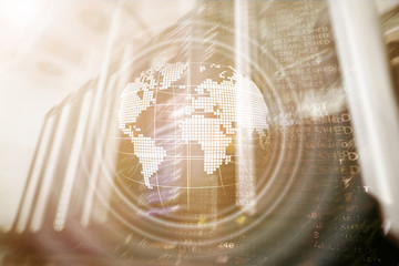 Planet Earth Hologram Globe Global communication World Wide Business concept.