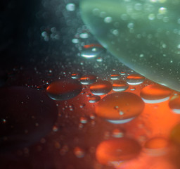 Oil in water bubbles abstract colorful background
