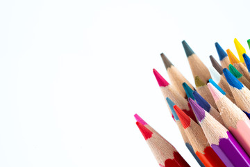 colored pencils on white background