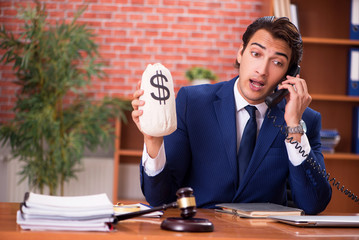 Young handsome lawyer working in his office 