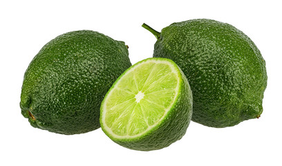 Fresh lime isolated on white background with clipping path