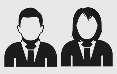 Corporate couple Icon.Male and female symbol on gray background. Flat style vector EPS.