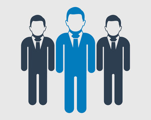 Business leader Icon. Standing Male symbols on gray background. Flat style vector EPS.