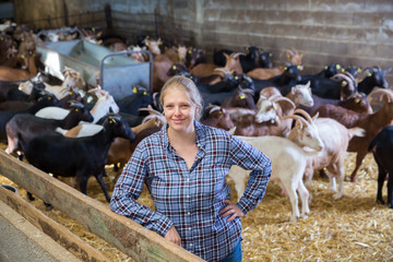 Positive woman owner of dairy farm