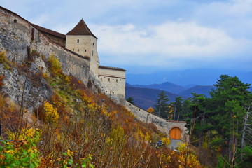 Naklejka premium Medieval fortress in Rasnov, Transylvania near Brasov ,2015