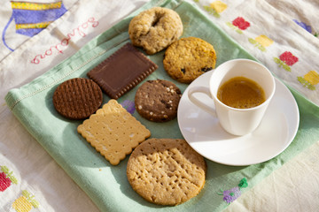 espresso and biscuits at the breakfast