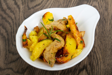 Fried potato with pork