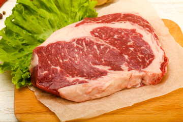 Rib eye raw steak