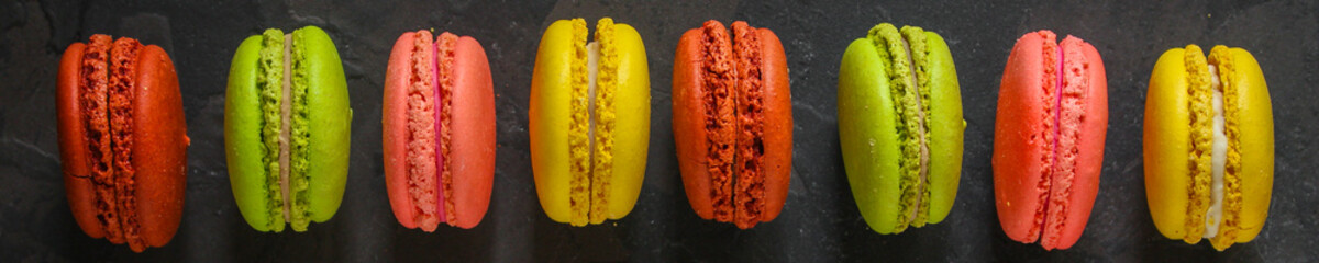 macaron, pastel color, dessert cake (natural macaroons). top copy space. food background