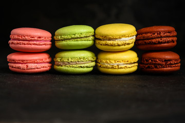 macaron, pastel color, dessert cake (natural macaroons). top copy space. food background