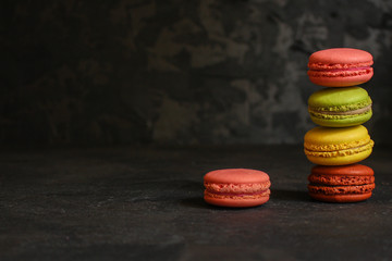 macaron, pastel color, dessert cake (natural macaroons). top copy space. food background
